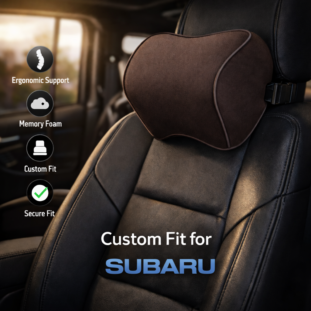 Lumbar Support Cushion for Car and Headrest Neck Pillow Kit, Custom For Cars, Ergonomically Design for Car Seat, Car Accessories SU13983 - Delicate Leather  