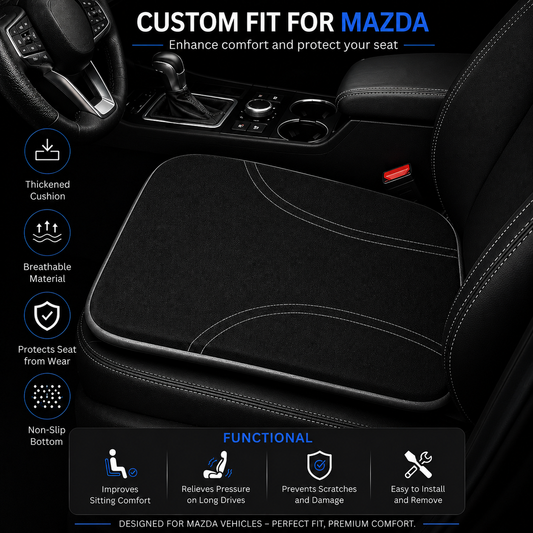 Car Seat Cushion, Custom Fit for Mazda, Memory Foam Seat Cushion, Heightening Seat Cushion for Car and Office Chair - Delicate Leather