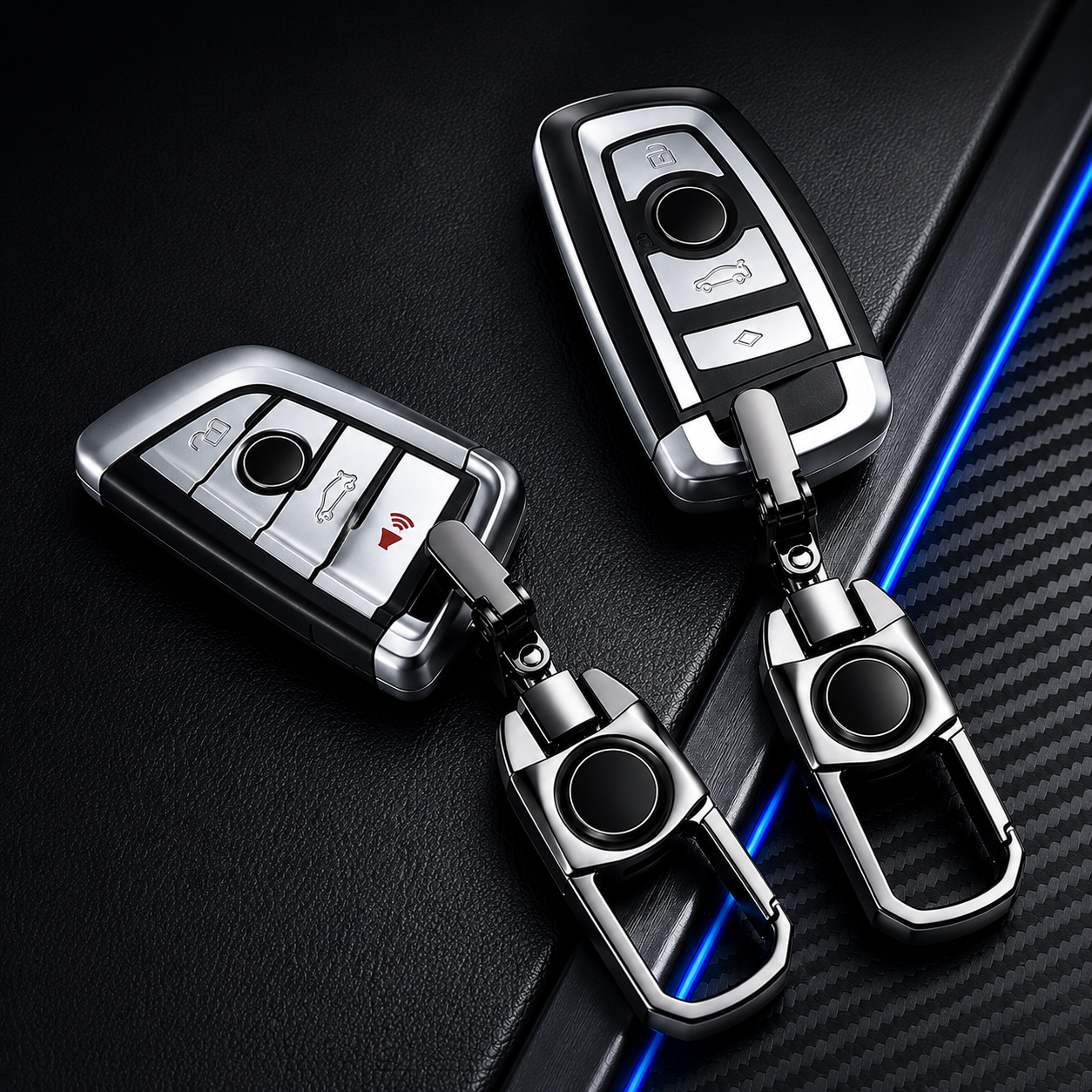 Metal Car Keychain – Custom Fit For BMW Key Chain Accessory, Premium Zinc Alloy Rotating Key Ring for Men & Women - Delicate Leather  