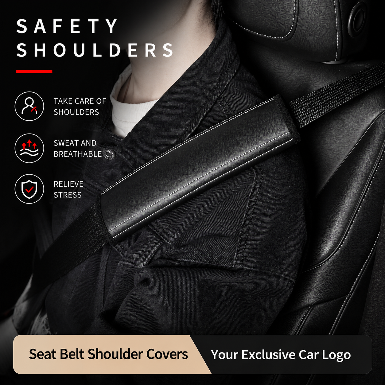 Custom Fit for BMW Seat Belt Shoulder Pads (2PCS) – Microfiber Leather Seat Belt Covers, Soft Comfort Seatbelt Cushions, Interior Car Accessories - Delicate Leather  