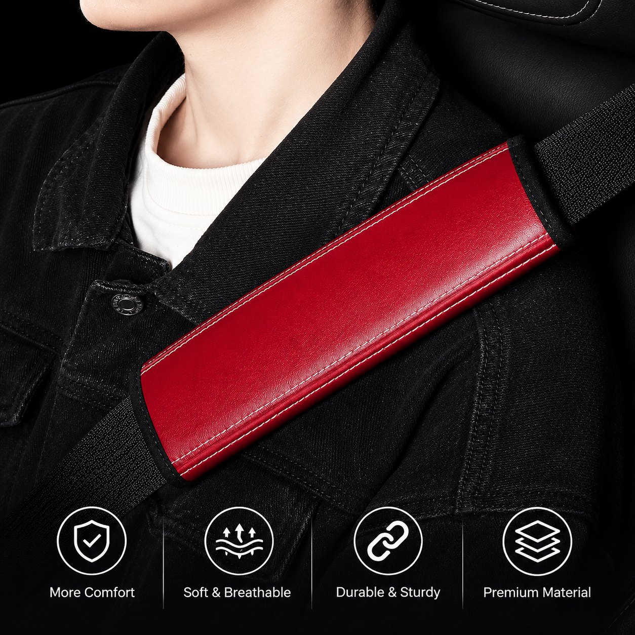 Custom Fit for BMW Seat Belt Shoulder Pads (2PCS) – Microfiber Leather Seat Belt Covers, Soft Comfort Seatbelt Cushions, Interior Car Accessories - Delicate Leather  