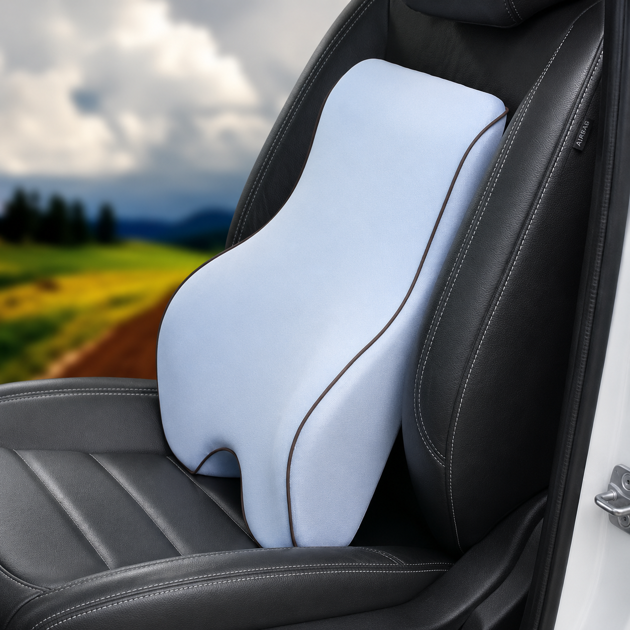Custom Fit for BMW Lumbar Support Cushion & Headrest Neck Pillow Set – Ergonomic Memory Foam Car Seat Support for Enhanced Driving Comfort - Delicate Leather  