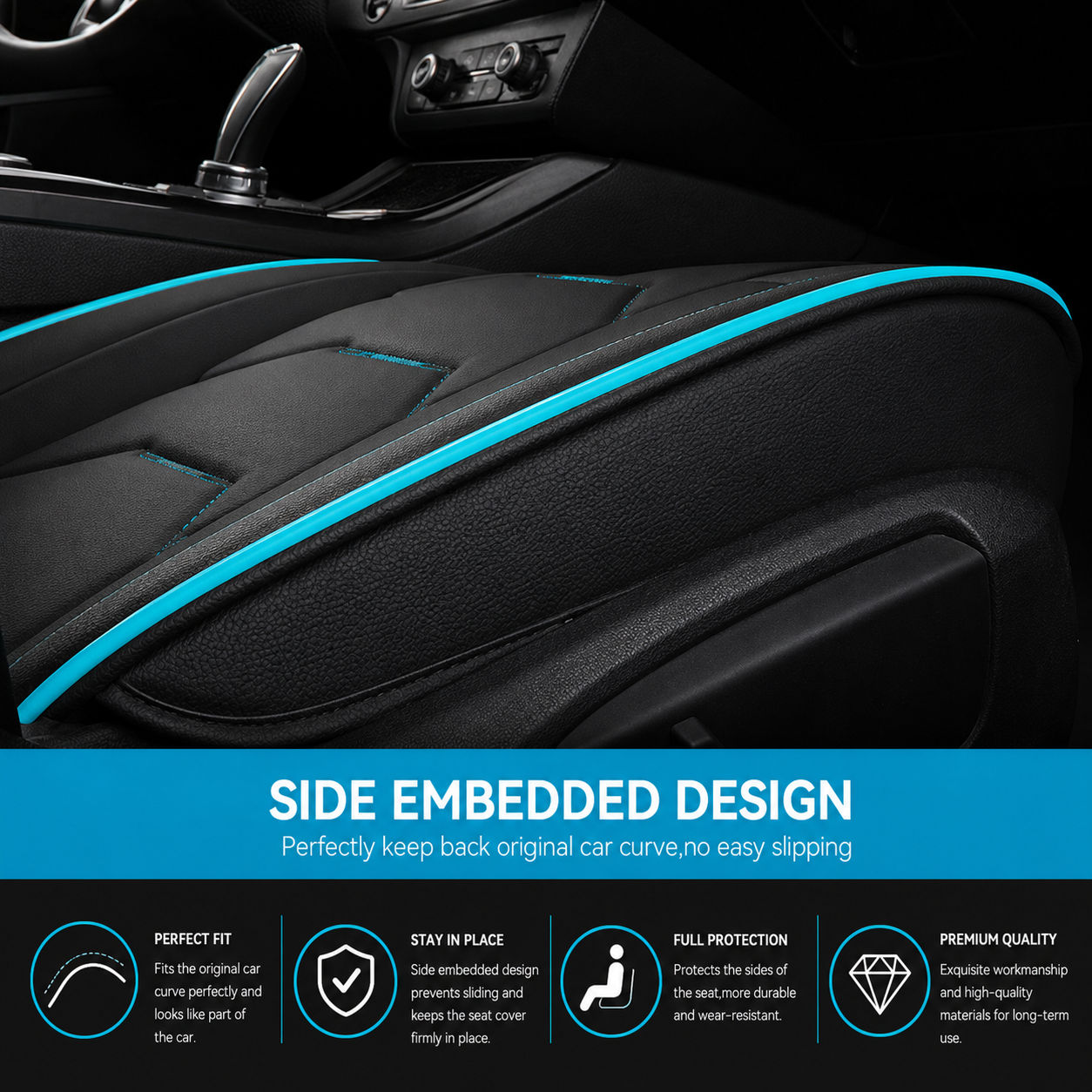 Custom Fit for BMW 5-Seat Leather Car Seat Covers Full Set, Premium Leatherette Seat Protectors for Sedan, SUV, Truck & Van, Front & Rear Cushion Covers - Delicate Leather  