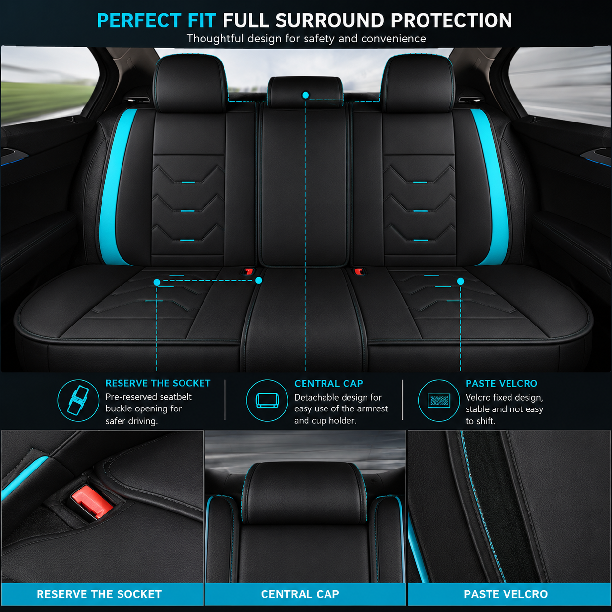 Custom Fit for BMW 5-Seat Leather Car Seat Covers Full Set, Premium Leatherette Seat Protectors for Sedan, SUV, Truck & Van, Front & Rear Cushion Covers - Delicate Leather  