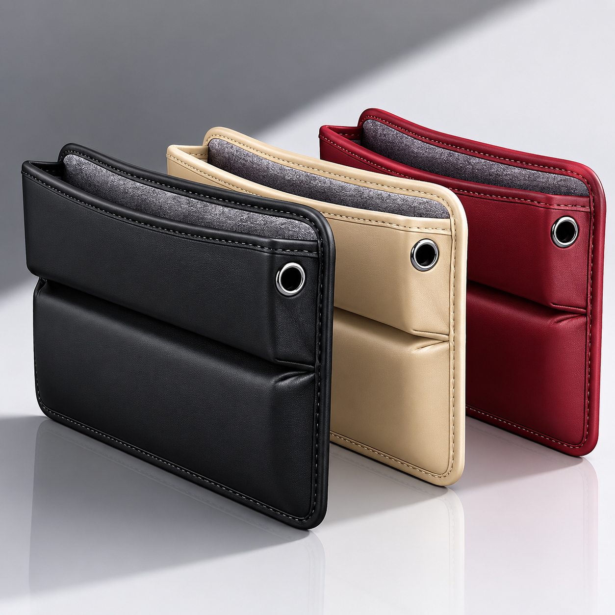 Custom Fit for Audi Car Seat Gap Filler Organizer – PU Leather Console Side Pocket Storage for Phone, Wallet & Keys - Delicate Leather  