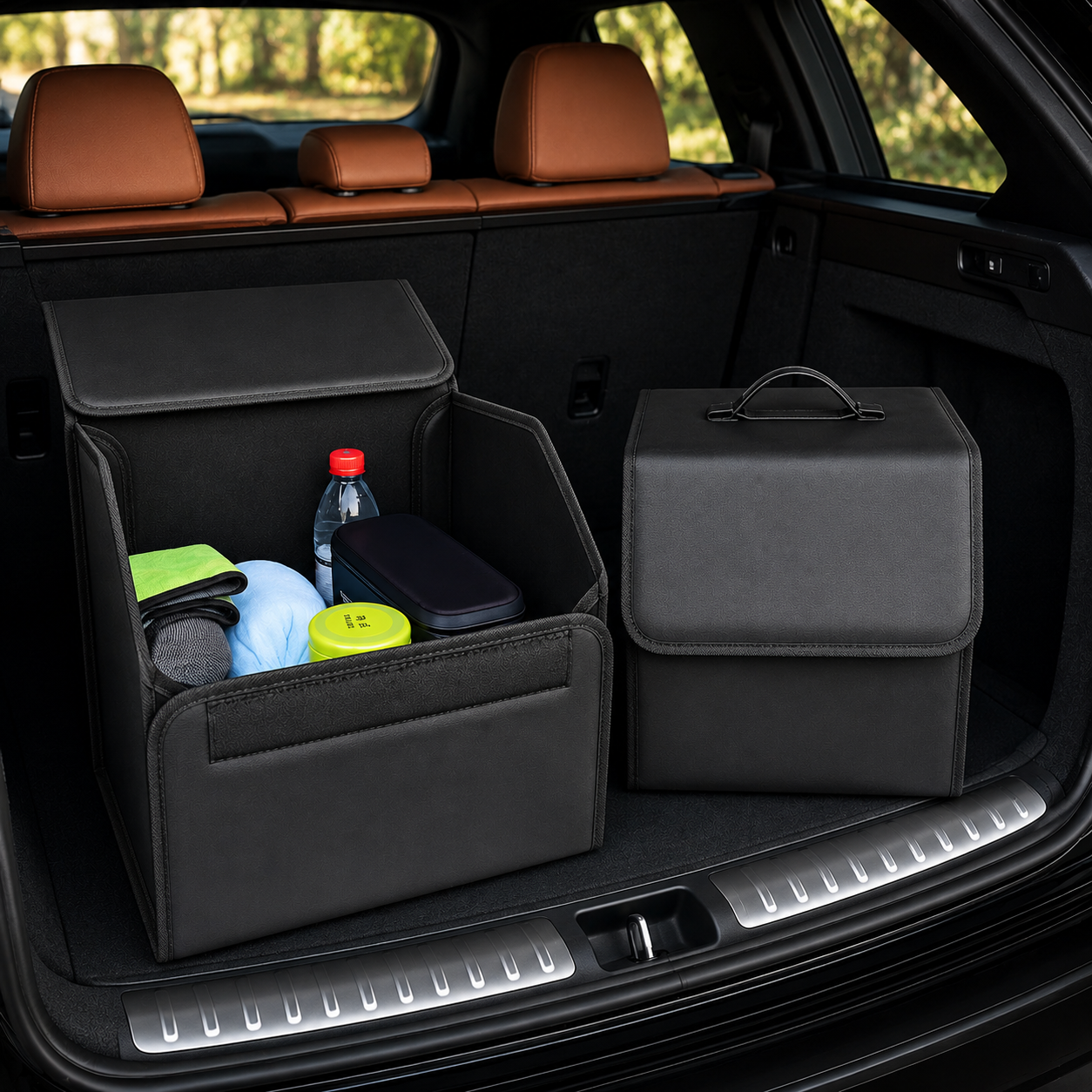 Custom Fit for Mercedes-Benz Trunk Organizer – Foldable PU Leather Cargo Storage Box - Delicate Leather  