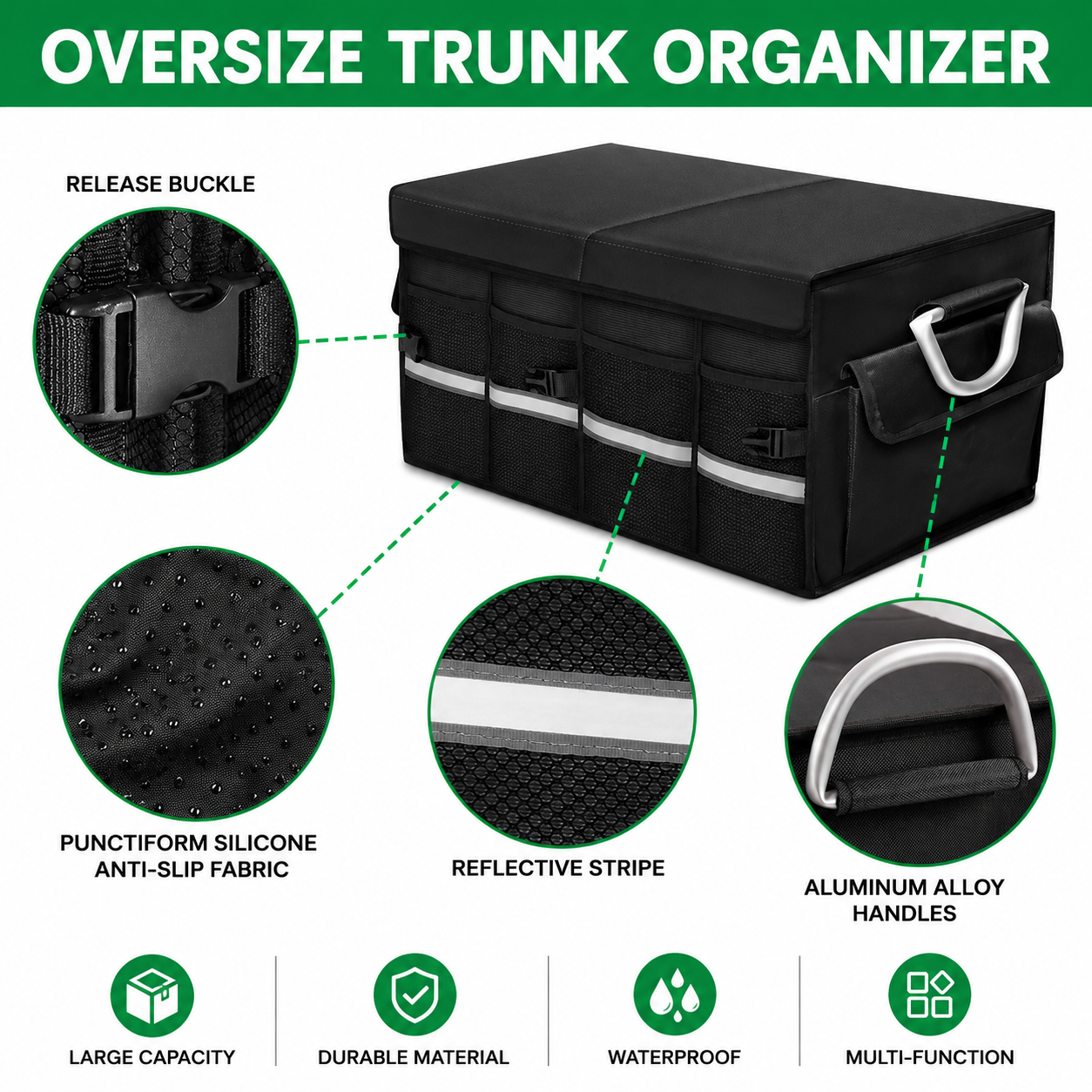 Custom Fit for Mercedes-Benz Trunk Organizer Large Capacity Foldable Cargo Storage Box - Delicate Leather  