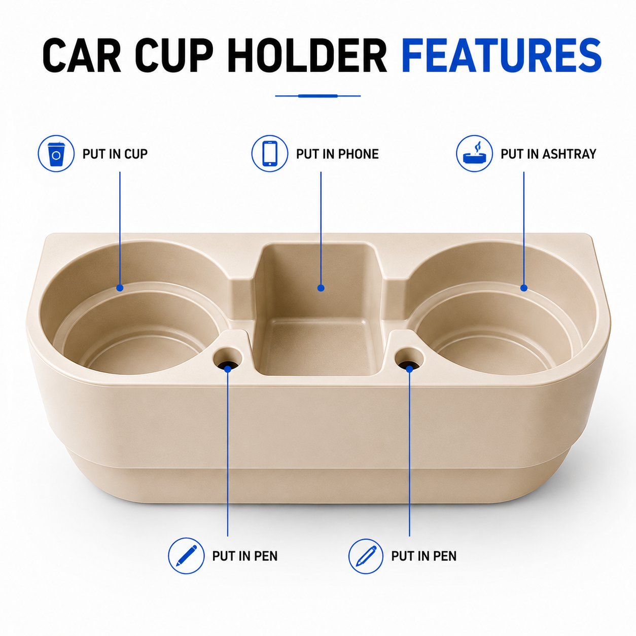 Custom Fit for BMW Car Seat Gap Organizer with Dual Cup Holders and Phone Storage, Multifunction Vehicle Interior Organizer