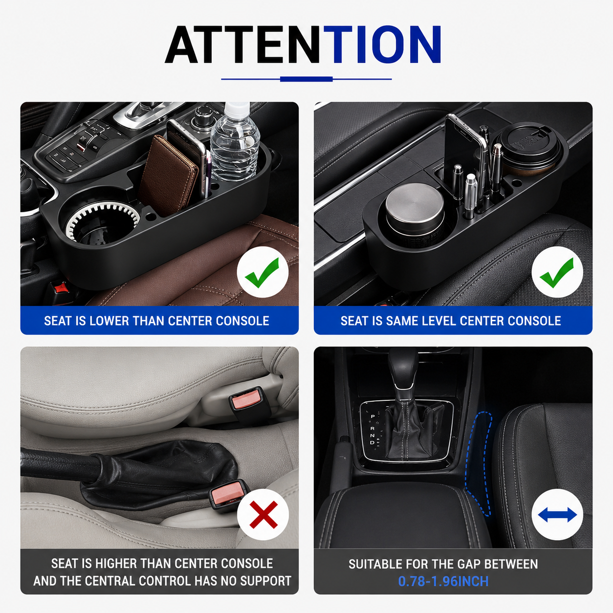 Custom Fit for BMW Car Seat Gap Organizer with Dual Cup Holders and Phone Storage, Multifunction Vehicle Interior Organizer