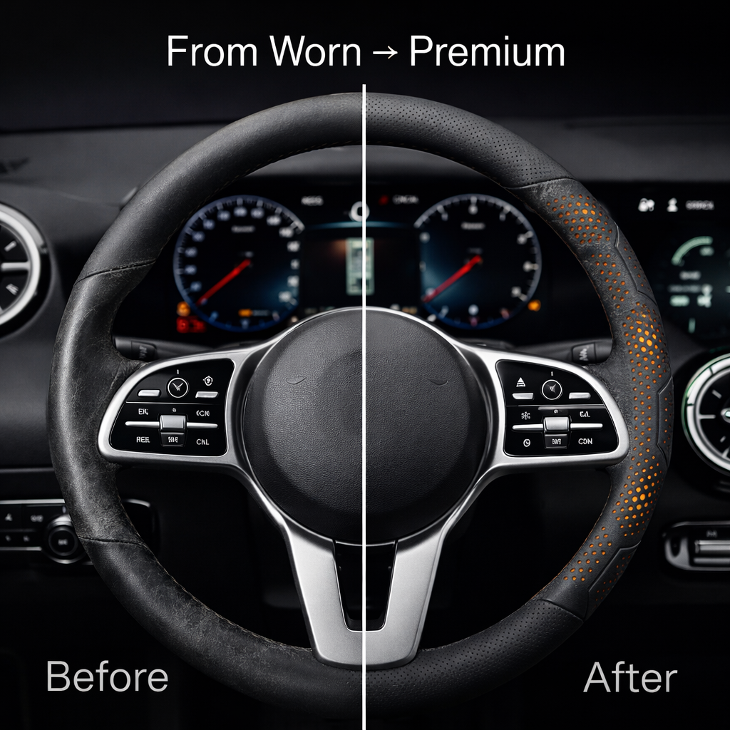 Nappa Leather Steering Wheel Cover – Anti-Slip Universal 38cm Case for Enhanced Comfort and Style - Delicate Leather  