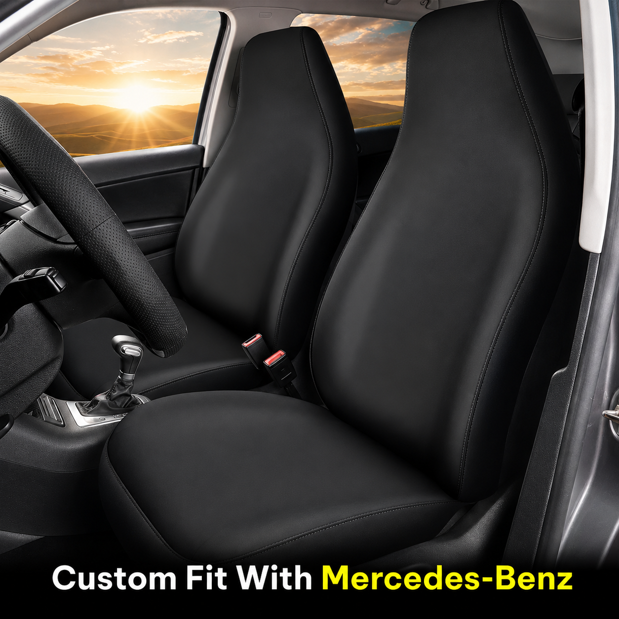 Car Seat Covers, Custom-Fit For Mercedes-Benz, Car Bucket Seat Protection Airbag Compatible 2 PCS, Car Accessories DLMB249 - Delicate Leather  