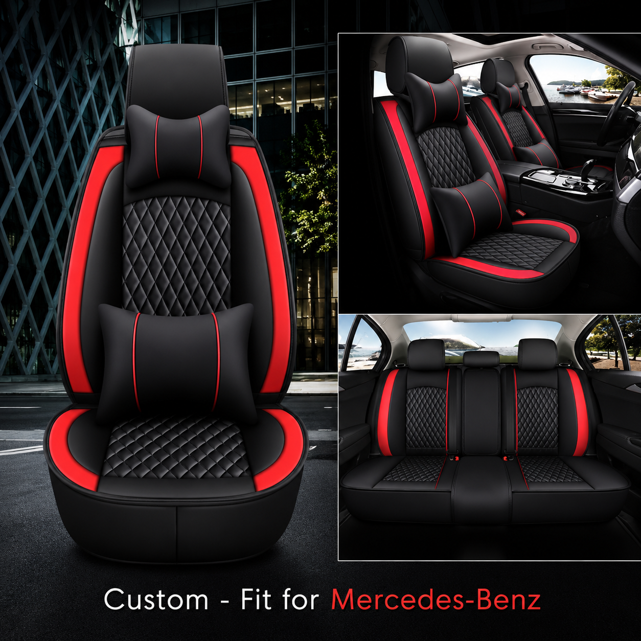 2 Car Seat Covers Full Set, Custom For Your Cars, Waterproof Leather Front Rear Seat Automotive Protection Cushions, Car Accessories MB - Delicate Leather  