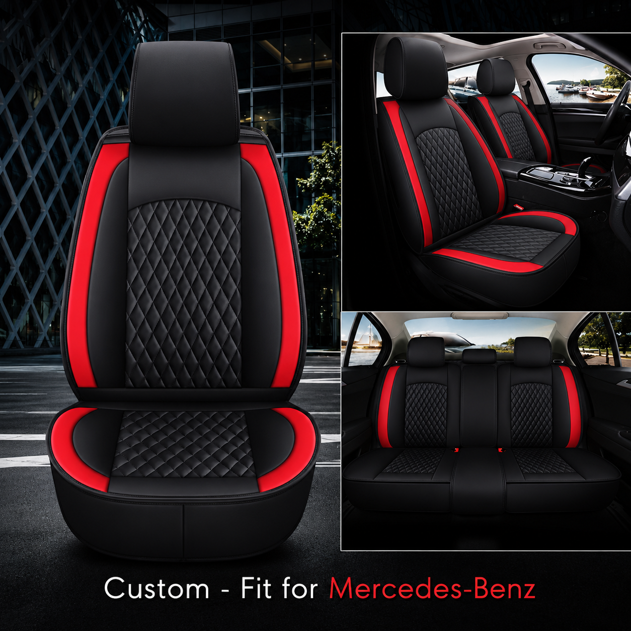 2 Car Seat Covers Full Set, Custom For Your Cars, Waterproof Leather Front Rear Seat Automotive Protection Cushions, Car Accessories MB - Delicate Leather  