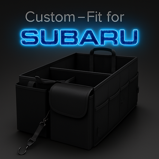 Car Trunk Organizer - Collapsible, Custom fit for Subaru, Multi-Compartment SUV Organizer with Adjustable Straps, SU12993 - Delicate Leather