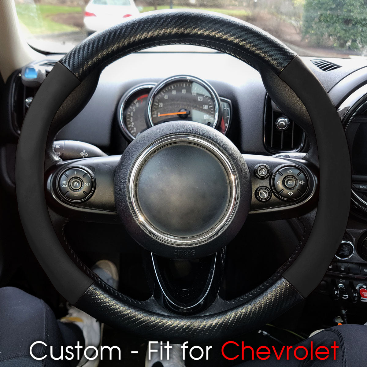 Car Steering Wheel Cover, Custom-Fit For Cars, Leather Nonslip 3D Carbon Fiber Texture Sport Style Wheel Cover for Women, Interior Modification for All Car Accessories DLCH225
