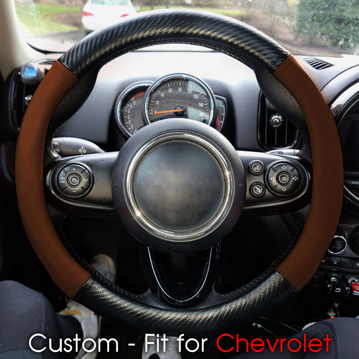 Car Steering Wheel Cover, Custom-Fit For Cars, Leather Nonslip 3D Carbon Fiber Texture Sport Style Wheel Cover for Women, Interior Modification for All Car Accessories DLCH225