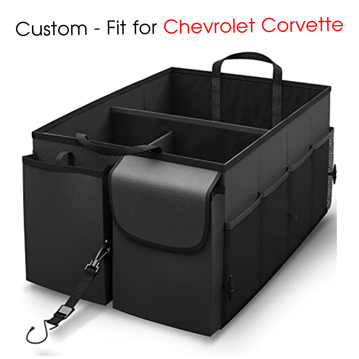 Car Trunk Organizer - Collapsible, Custom-Fit For Car, Multi-Compartment Automotive SUV Car Organizer for Storage w/ Adjustable Straps - Car Accessories for Women and Men DLCC232