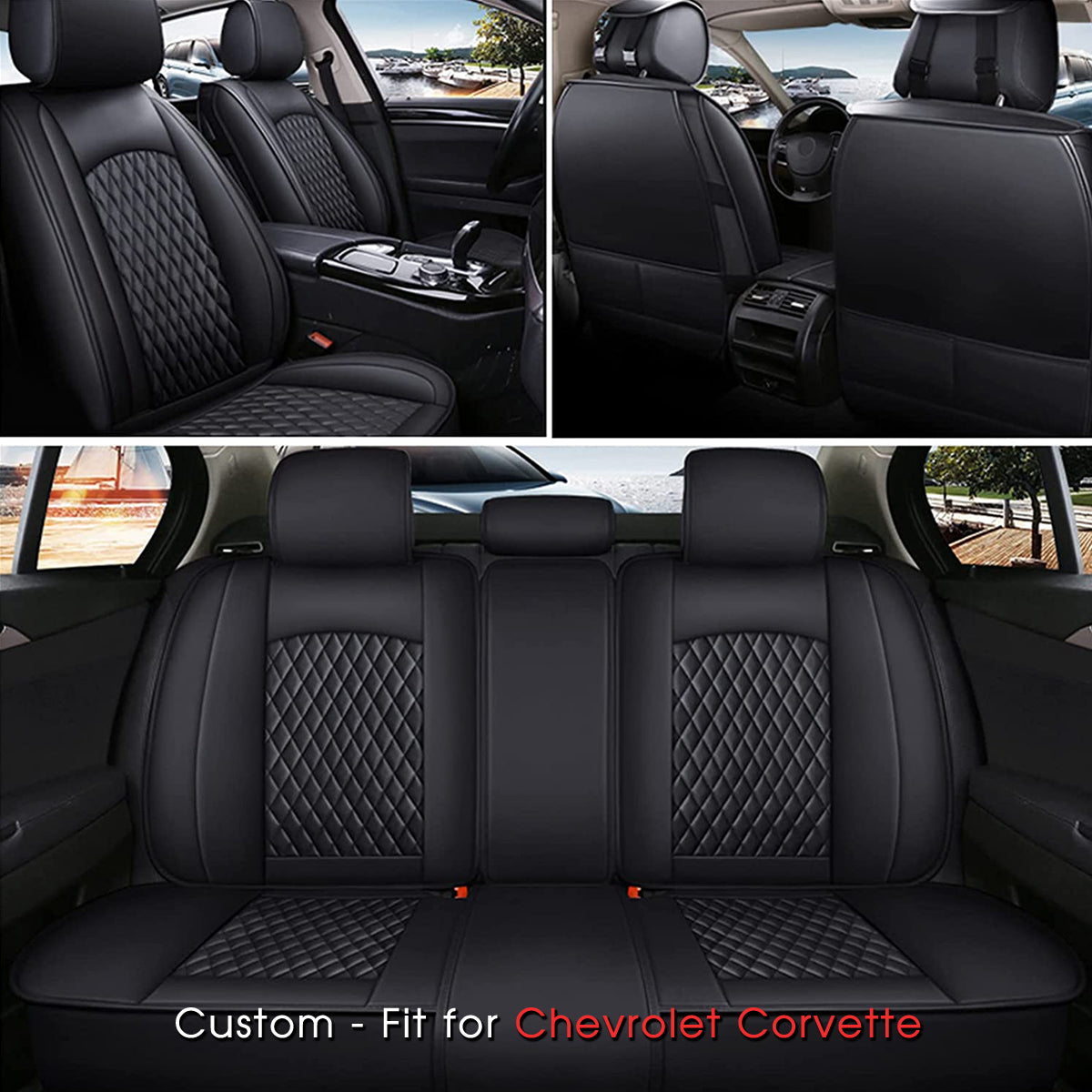 2 Car Seat Covers Full Set, Custom-Fit For Car, Waterproof Leather Front Rear Seat Automotive Protection Cushions, Car Accessories DLCC211