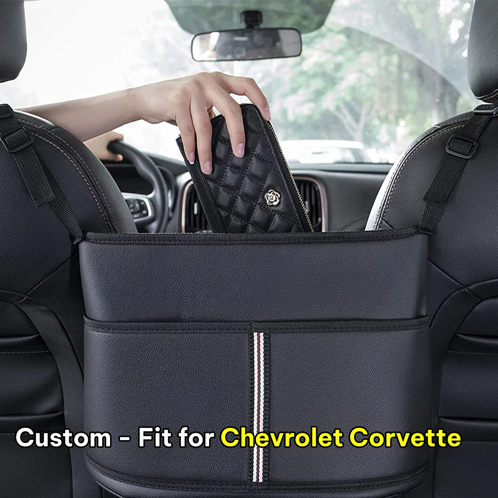 Car Purse Holder for Car Handbag Holder Between Seats Premium PU Leather, Custom Fit For Car, Hanging Car Purse Storage Pocket Back Seat Pet Barrier DLCC223