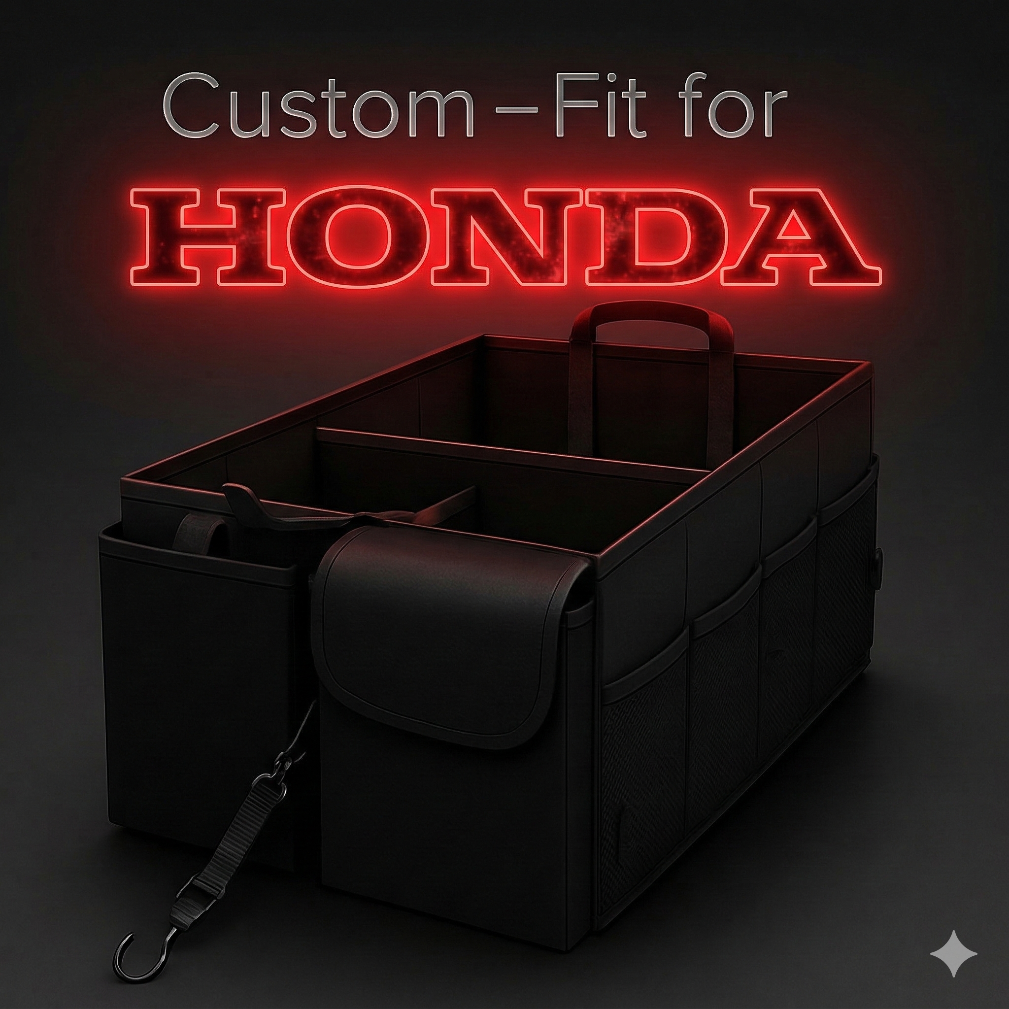 Delicate Leather Car Trunk Organizer - Collapsible, Custom fit for Honda, Multi-Compartment Automotive SUV Car Organizer for Storage w/ Adjustable Straps - Car Accessories for Women and Men WQ12993 - Delicate Leather  