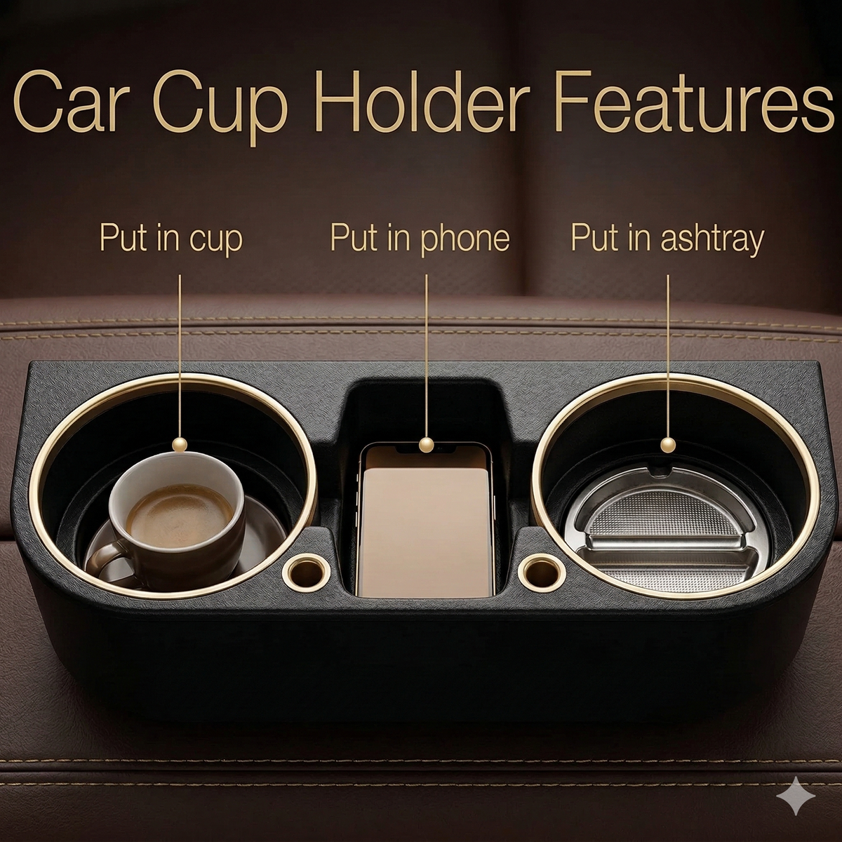 Cup Holder Portable Multifunction Vehicle Seat Cup Cell Phone Drinks Holder Box, Custom Fit For Land Rover, Car Accessories LR11995 - Delicate Leather