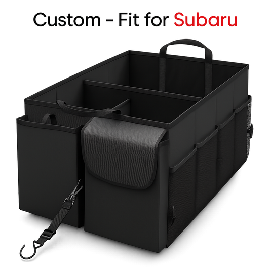 Car Trunk Organizer - Collapsible, Custom-Fit For Subaru, Multi-Compartment Automotive SUV Car Organizer for Storage w/ Adjustable Straps - Car Accessories for Women and Men DLTS232 - Delicate Leather