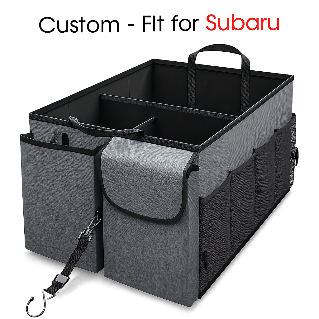 Car Trunk Organizer - Collapsible, Custom-Fit For Subaru, Multi-Compartment Automotive SUV Car Organizer for Storage w/ Adjustable Straps - Car Accessories for Women and Men DLTS232 - Delicate Leather  