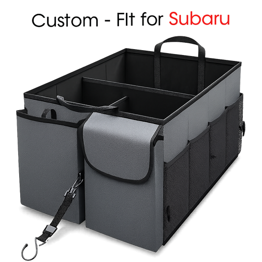 Car Trunk Organizer - Collapsible, Custom-Fit For Subaru, Multi-Compartment Automotive SUV Car Organizer for Storage w/ Adjustable Straps - Car Accessories for Women and Men DLTS232 - Delicate Leather
