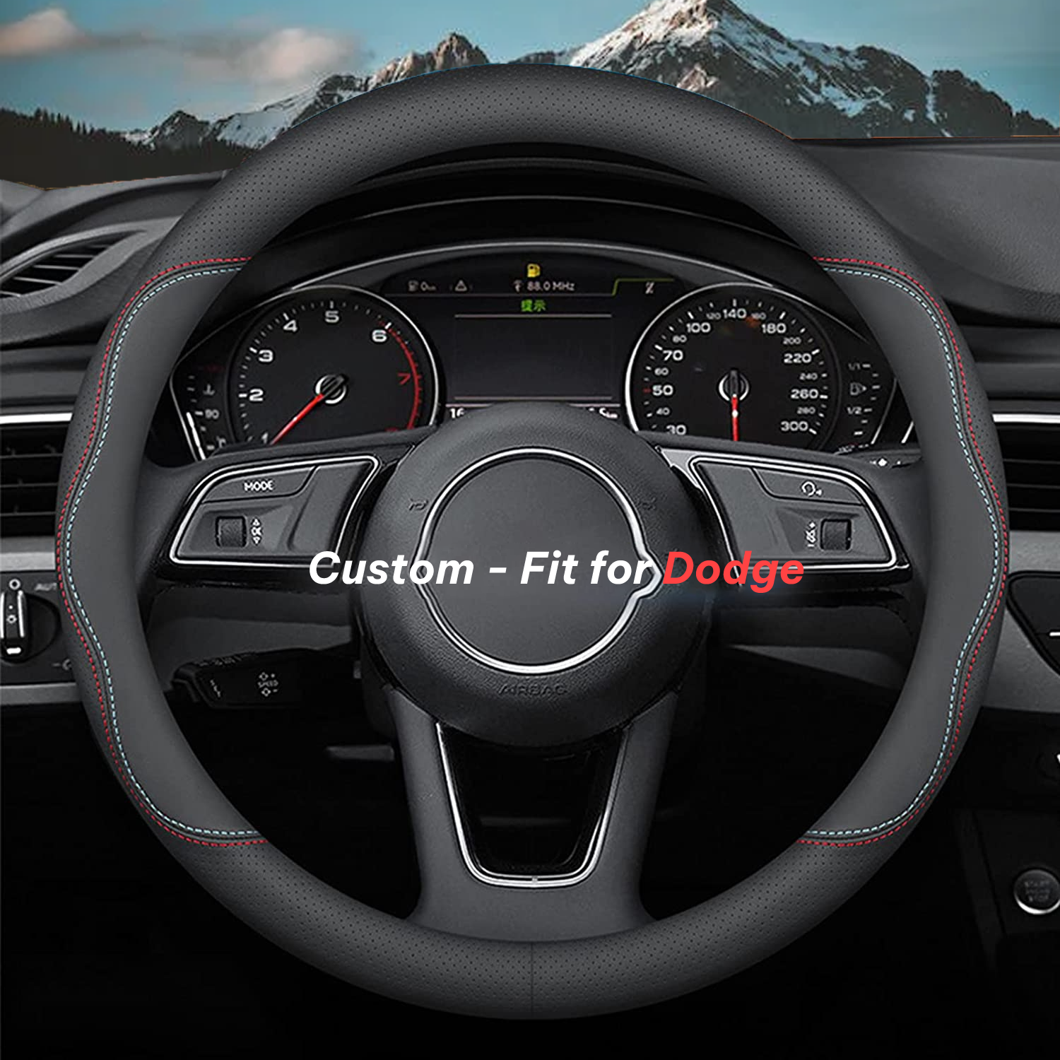 Car Steering Wheel Cover 2024 Update Version, Custom-Fit for Car, Premium Leather Car Steering Wheel Cover with Logo, Car Accessories DLDE222