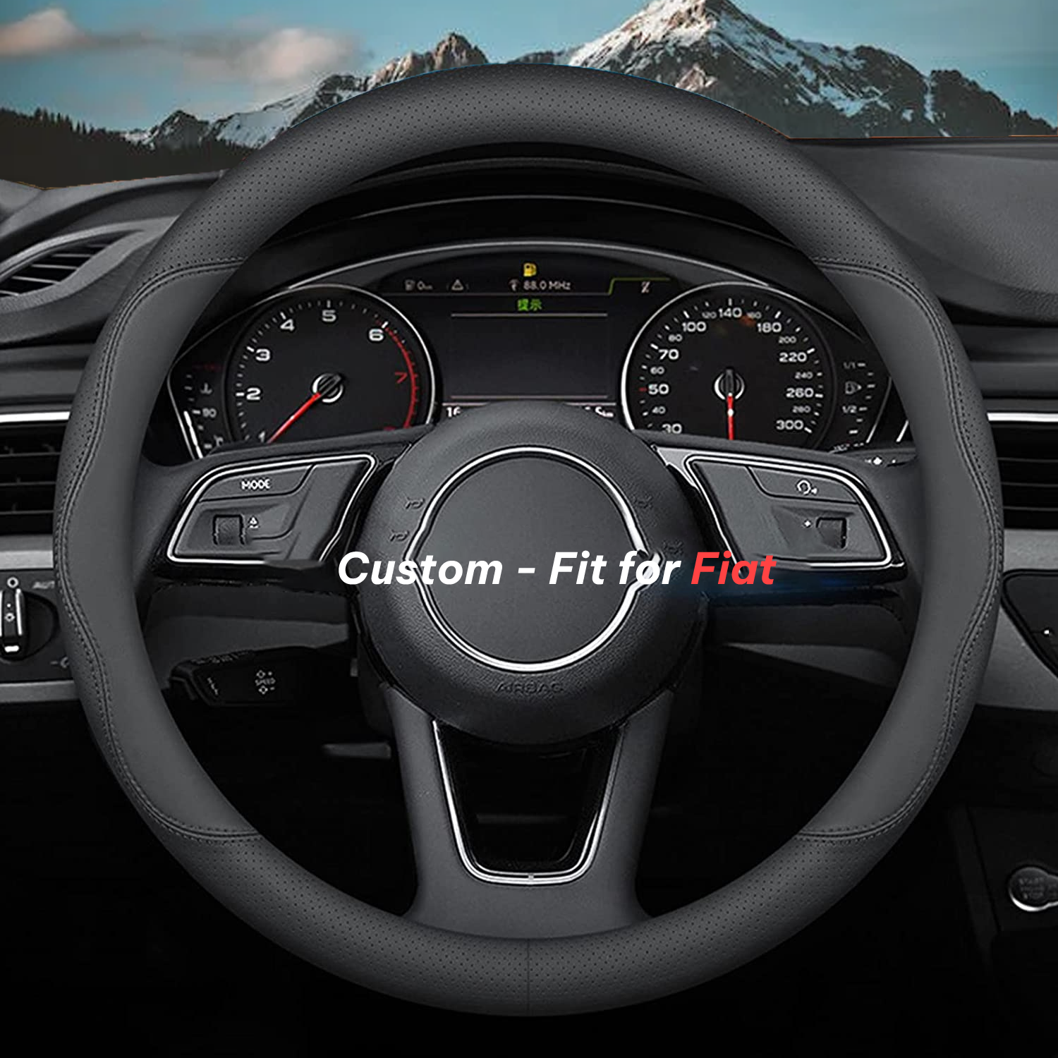 Car Steering Wheel Cover 2024 Update Version, Custom-Fit for Car, Premium Leather Car Steering Wheel Cover with Logo, Car Accessories DLFT222