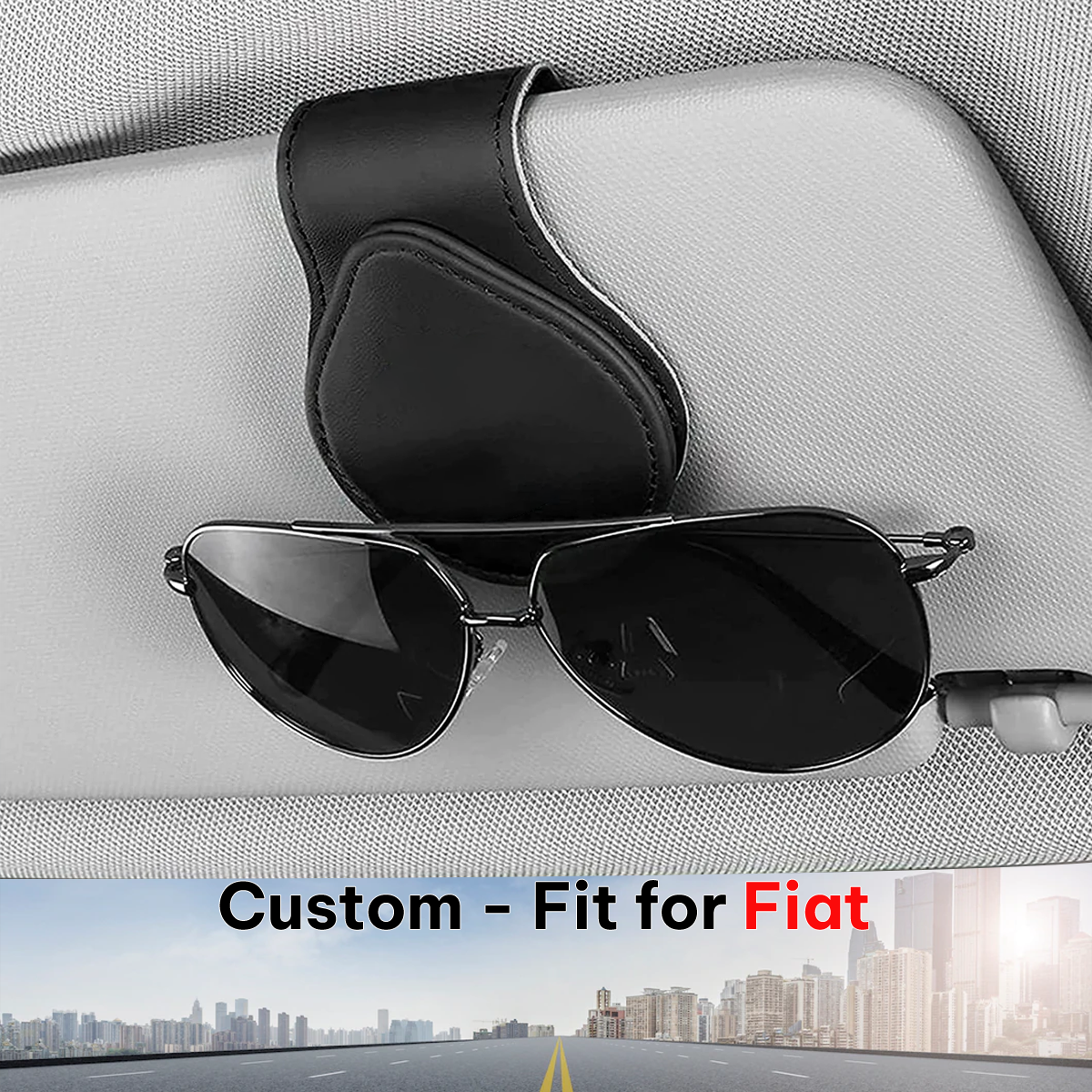 Car Sunglasses Holder, Custom-Fit For Car, Magnetic Leather Glasses Frame 2024 Update DLFT230