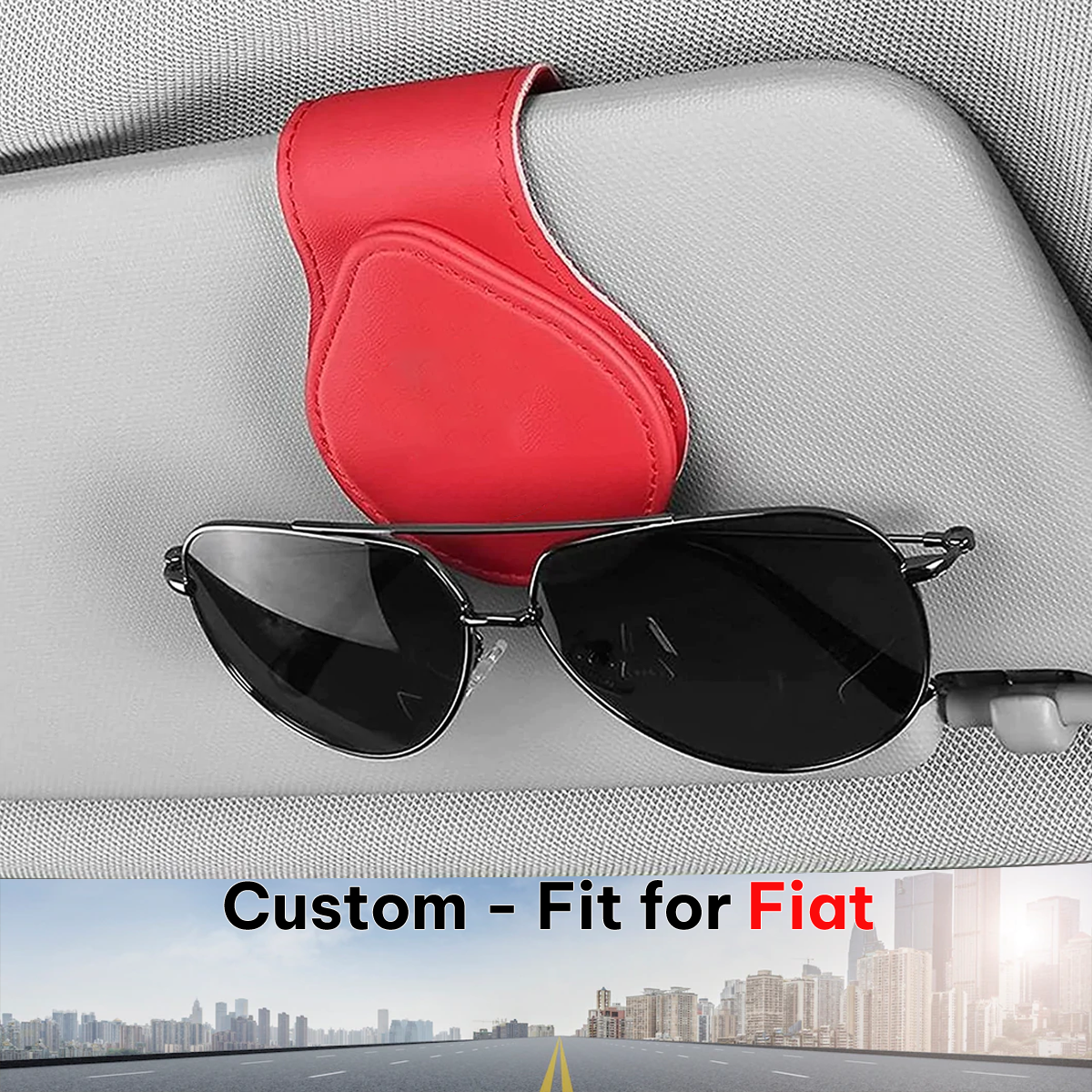 Car Sunglasses Holder, Custom-Fit For Car, Magnetic Leather Glasses Frame 2024 Update DLFT230