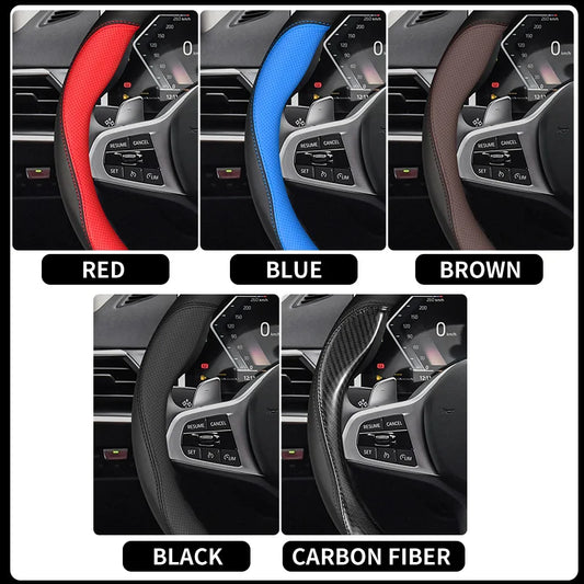 Carbon Fiber Leather Car Steering Wheel Cover - Fit for Car - Delicate Leather
