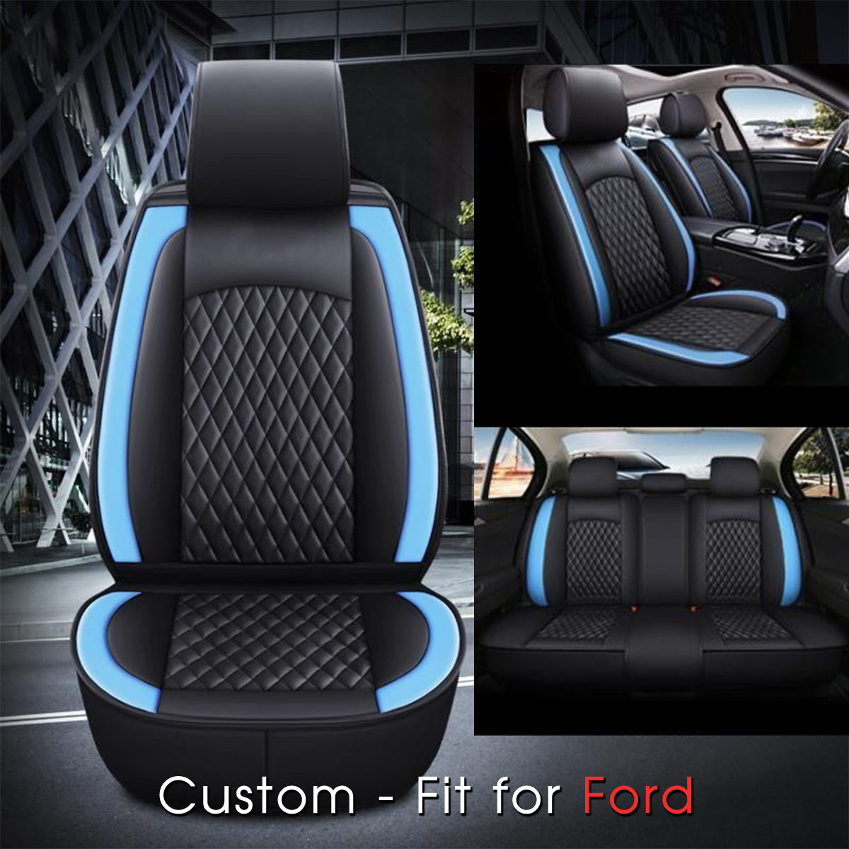 2 Car Seat Covers Full Set, Custom-Fit For Car, Waterproof Leather Front Rear Seat Automotive Protection Cushions, Car Accessories DLFD211