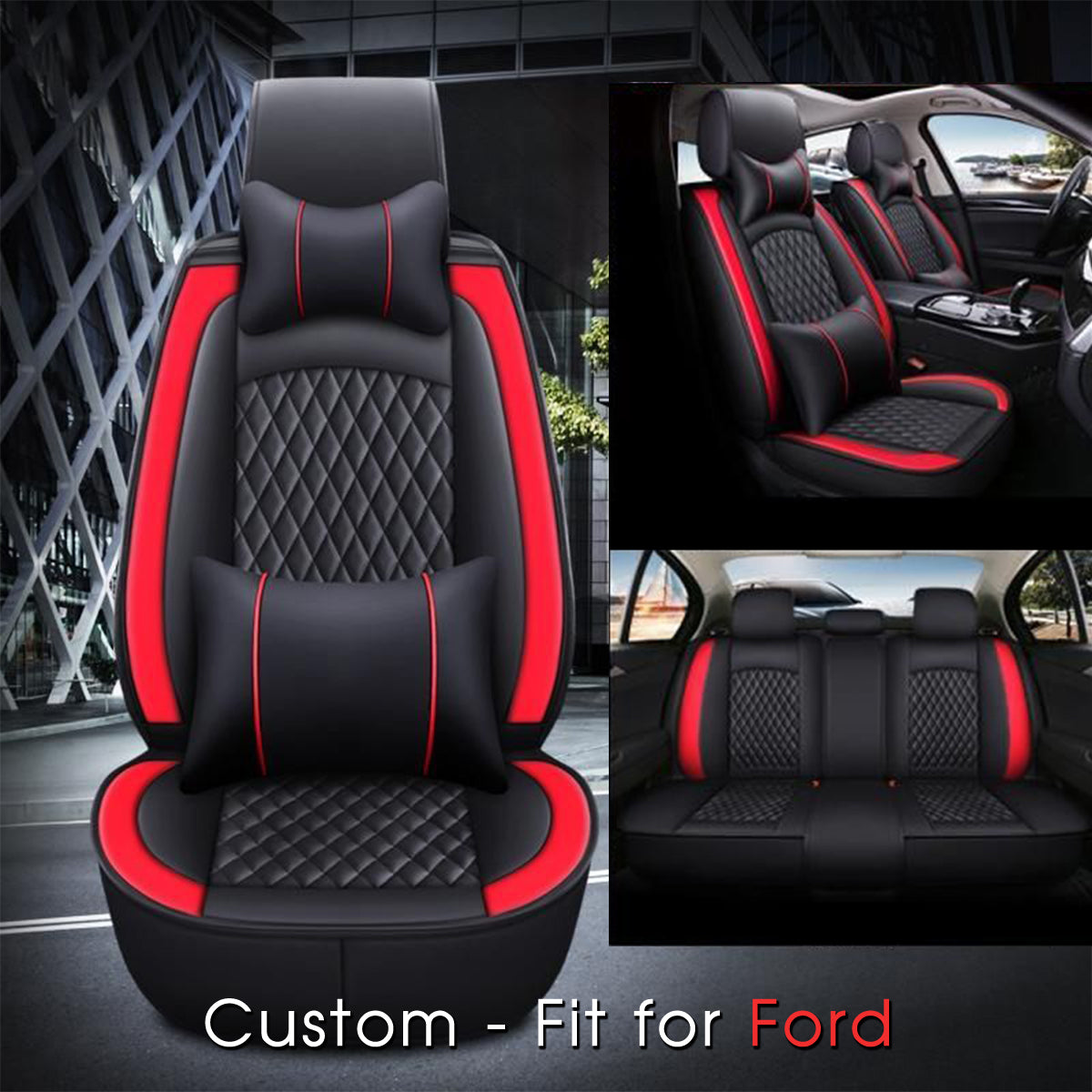 2 Car Seat Covers Full Set, Custom For Your Cars, Waterproof Leather Front Rear Seat Automotive Protection Cushions, Car Accessories