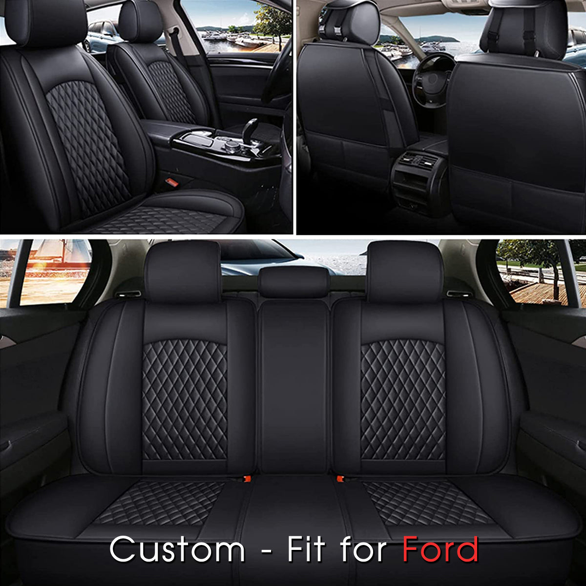 2 Car Seat Covers Full Set, Custom For Your Cars, Waterproof Leather Front Rear Seat Automotive Protection Cushions, Car Accessories