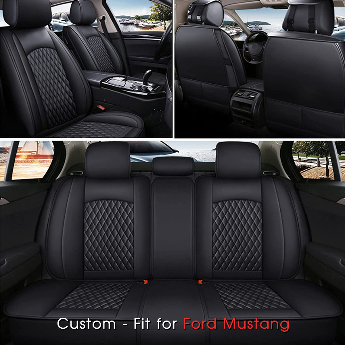 2 Car Seat Covers Full Set, Custom-Fit For Car, Waterproof Leather Front Rear Seat Automotive Protection Cushions, Car Accessories DLFM211