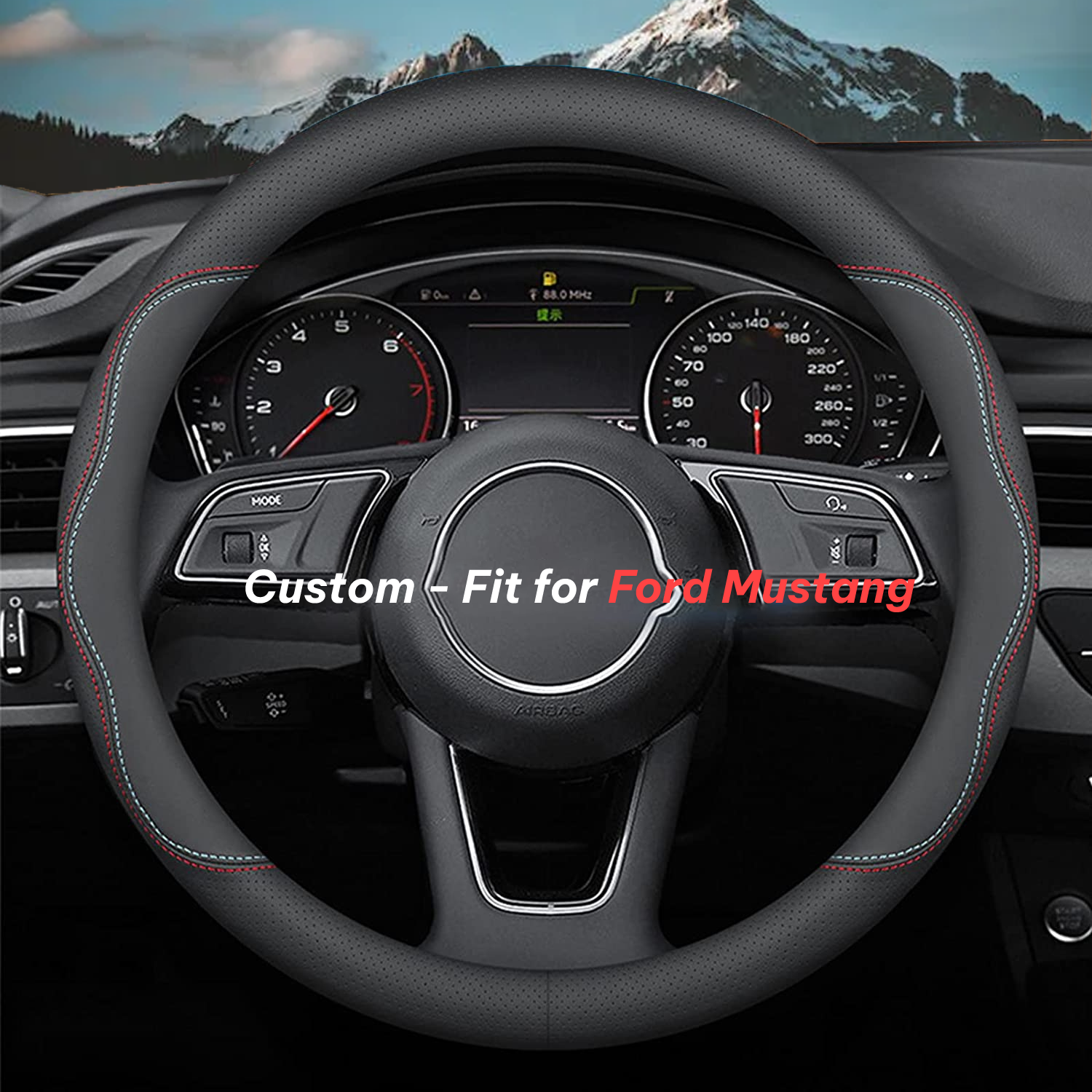 Car Steering Wheel Cover 2024 Update Version, Custom-Fit for Car, Premium Leather Car Steering Wheel Cover with Logo, Car Accessories DLFM222