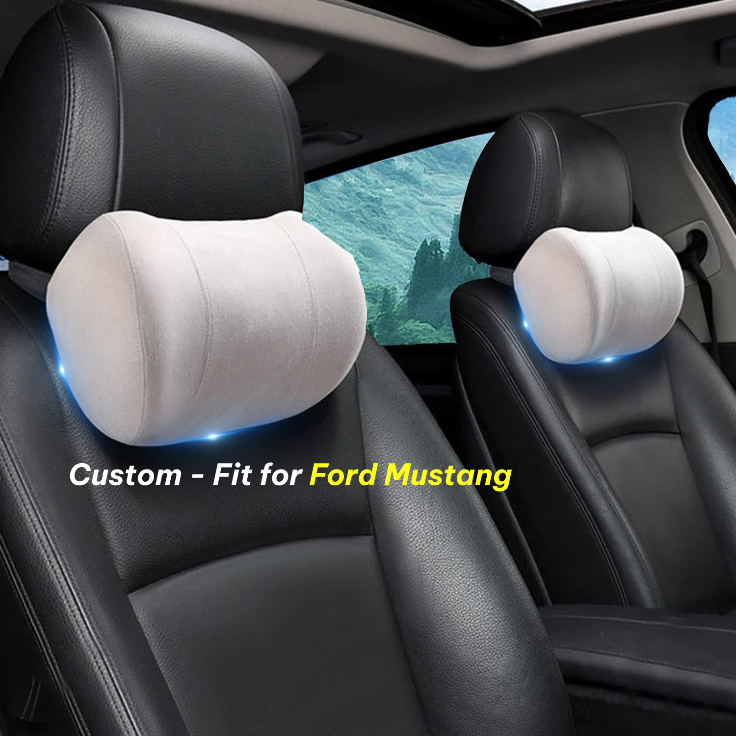 Car Headrest (2 PCS), Custom-Fit For Car, Update Version Premium Memory Foam Car Neck Pillow DLFM227