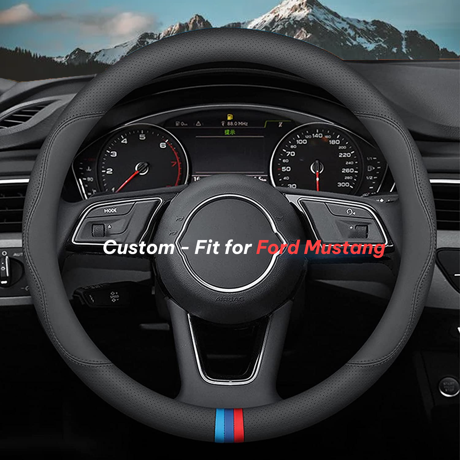 Car Steering Wheel Cover 2024 Update Version, Custom-Fit for Car, Premium Leather Car Steering Wheel Cover with Logo, Car Accessories DLFM222