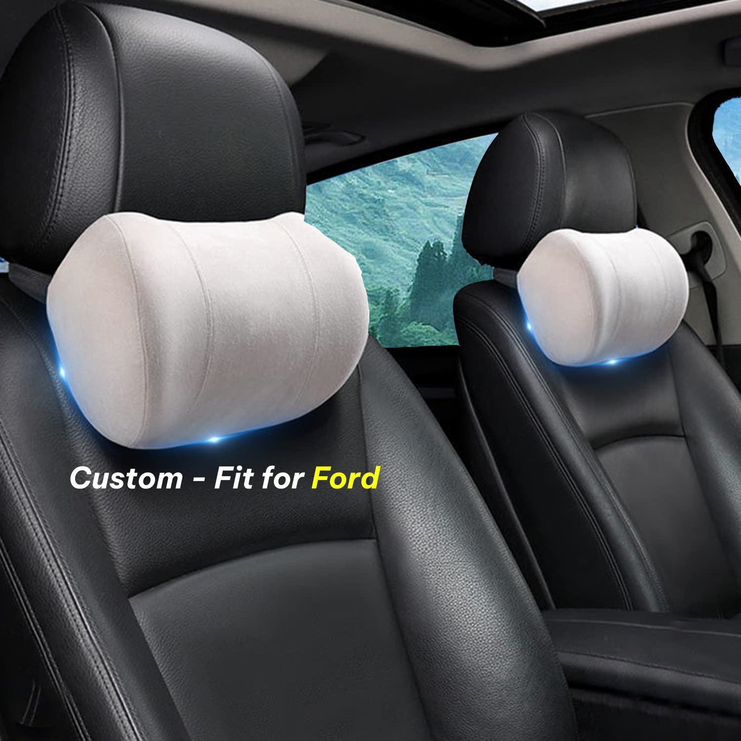 Car Headrest (2 PCS), Custom-Fit For Car, Update Version Premium Memory Foam Car Neck Pillow DLFD227