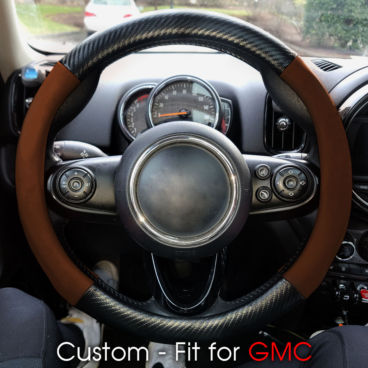 Car Steering Wheel Cover, Custom-Fit For Cars, Leather Nonslip 3D Carbon Fiber Texture Sport Style Wheel Cover for Women, Interior Modification for All Car Accessories DLWQ225