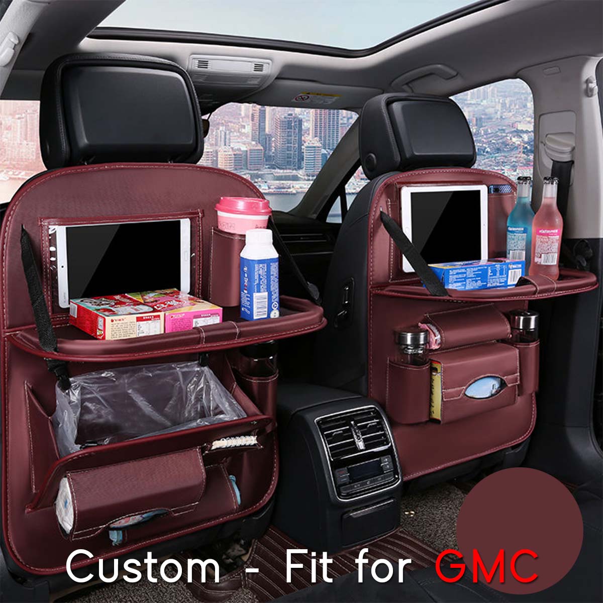 Backseat Organizer With Tablet Holder PU Leather, Custom-Fit For Car,  Car Seat Back Protectors Kick With Foldable Table Tray Car Seat Organizer DLWQ240