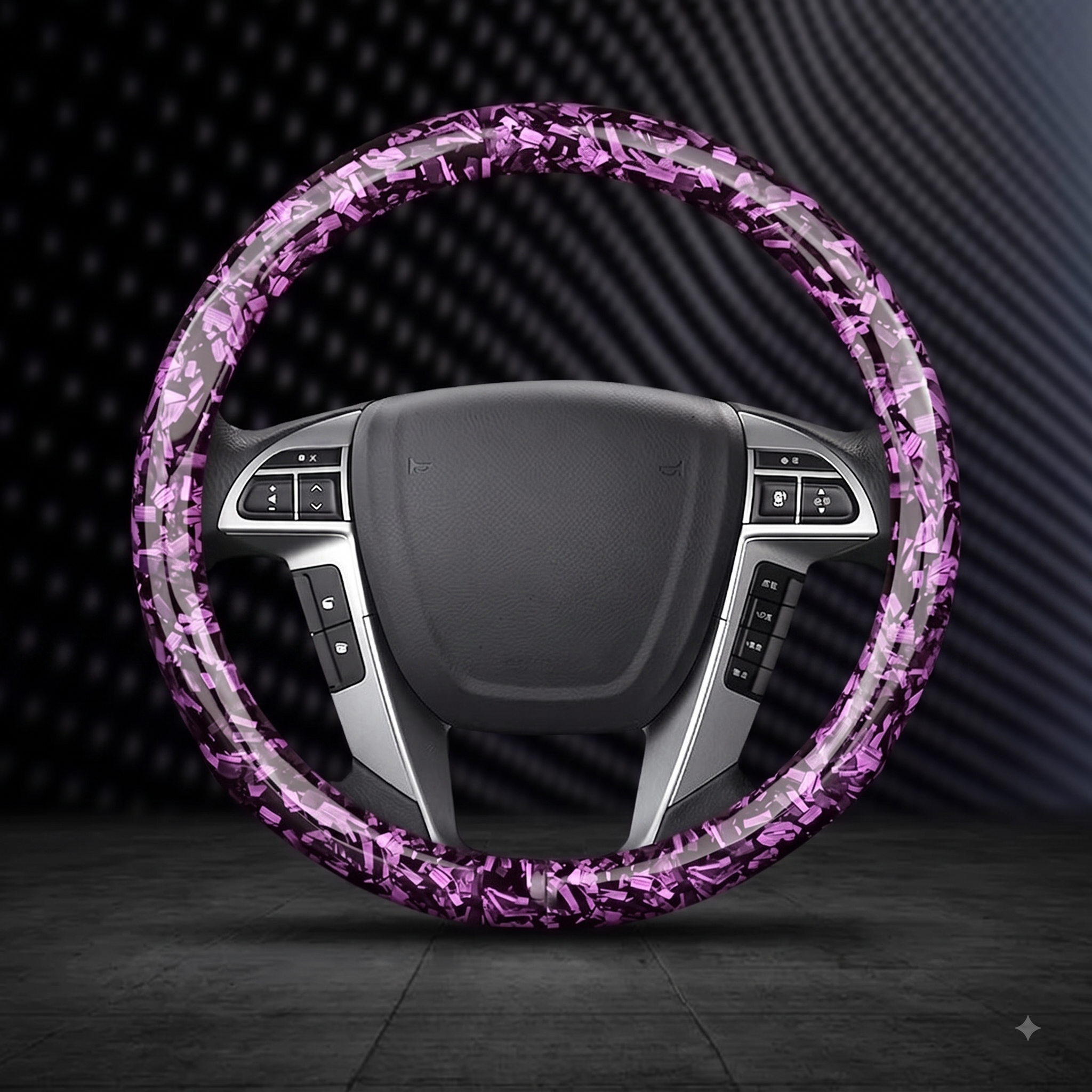 Floral Carbon Fiber Steering Wheel Cover – Washable O/D Shape 37–38CM Non-Slip Grip - Delicate Leather