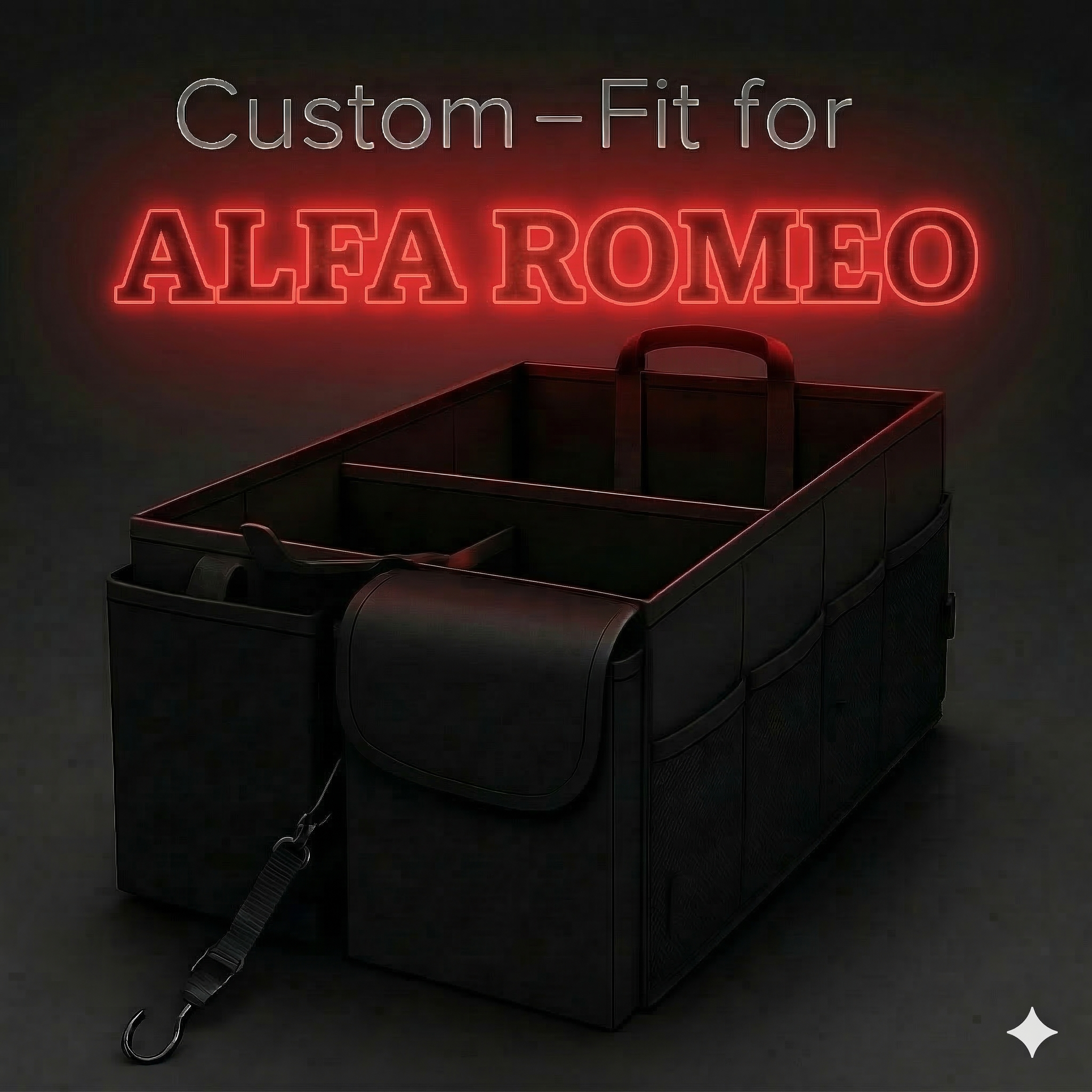 Car Trunk Organizer - Collapsible, Custom fit for Alfa Romeo, Multi-Compartment Automotive SUV Car Organizer for Storage w/ Adjustable Straps - Car Accessories for Women and Men AR12993 - Delicate Leather  
