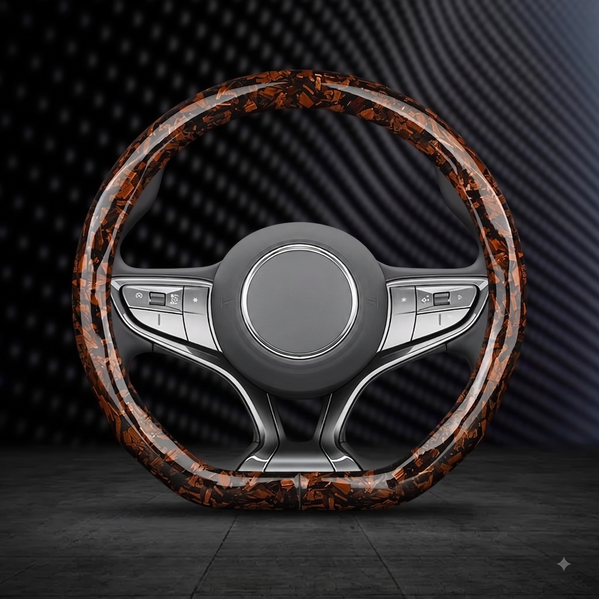 Floral Carbon Fiber Steering Wheel Cover – Washable O/D Shape 37–38CM Non-Slip Grip - Delicate Leather