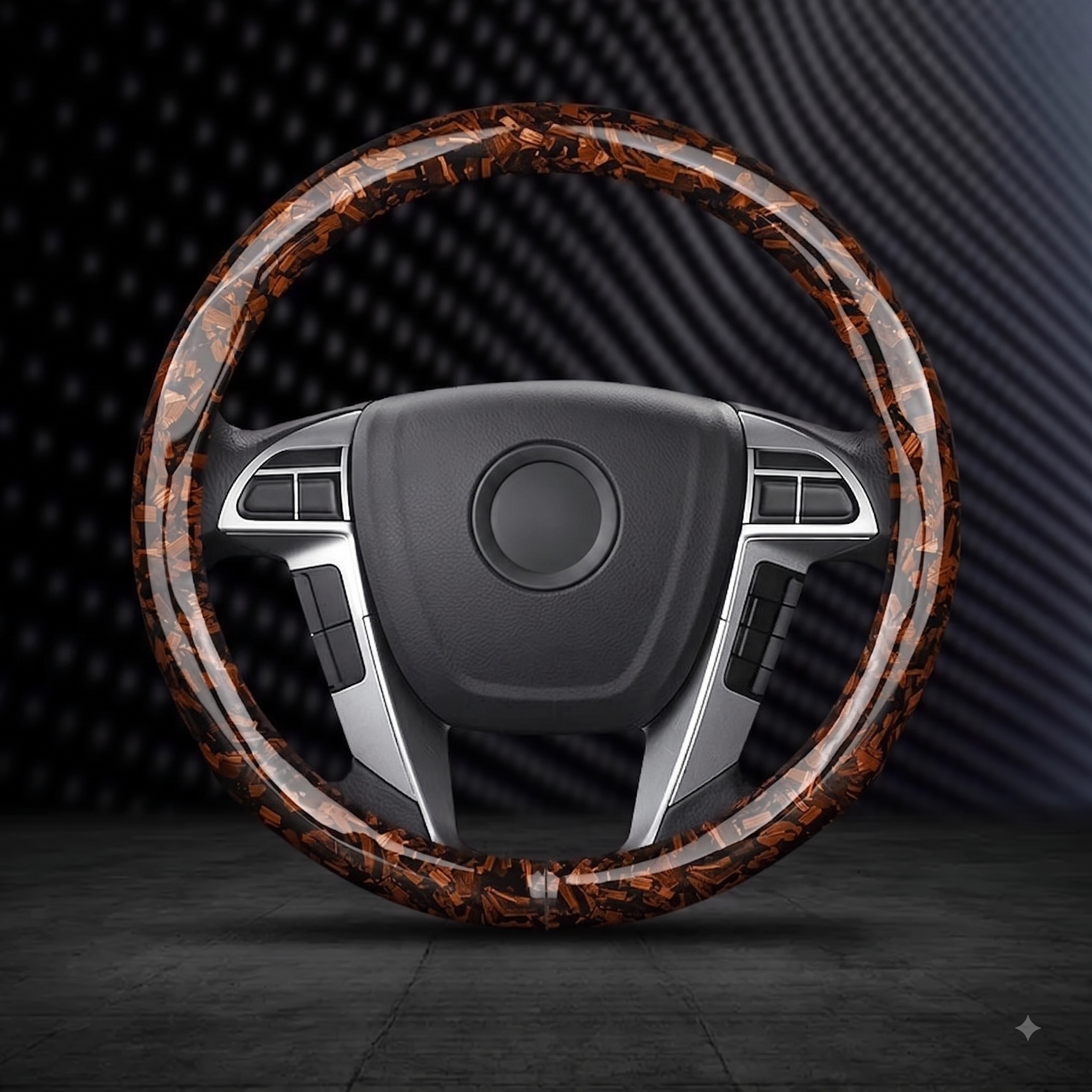 Floral Carbon Fiber Steering Wheel Cover – Washable O/D Shape 37–38CM Non-Slip Grip - Delicate Leather