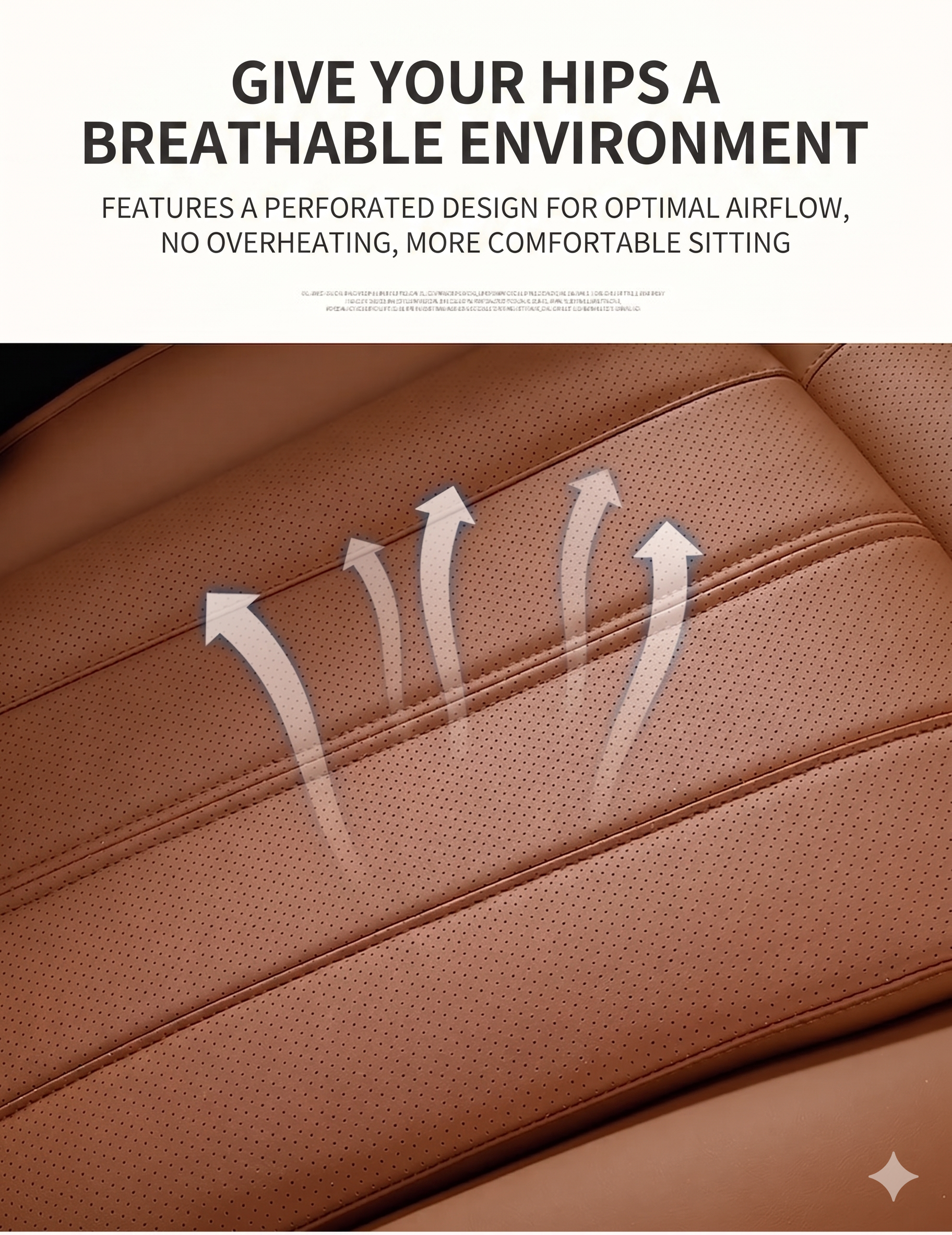 Car Seat Cushion with Extended Leg Support – Leather Anti-Slip Comfort Seat Pad - Delicate Leather  