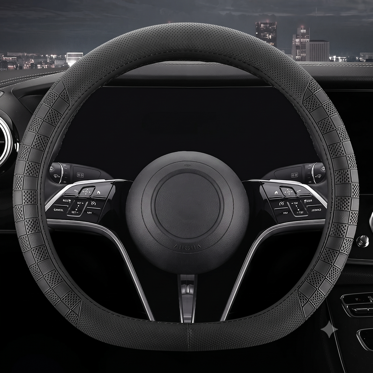Genuine Leather Steering Wheel Cover – Universal 37–38CM Breathable Non-Slip Grip - Delicate Leather