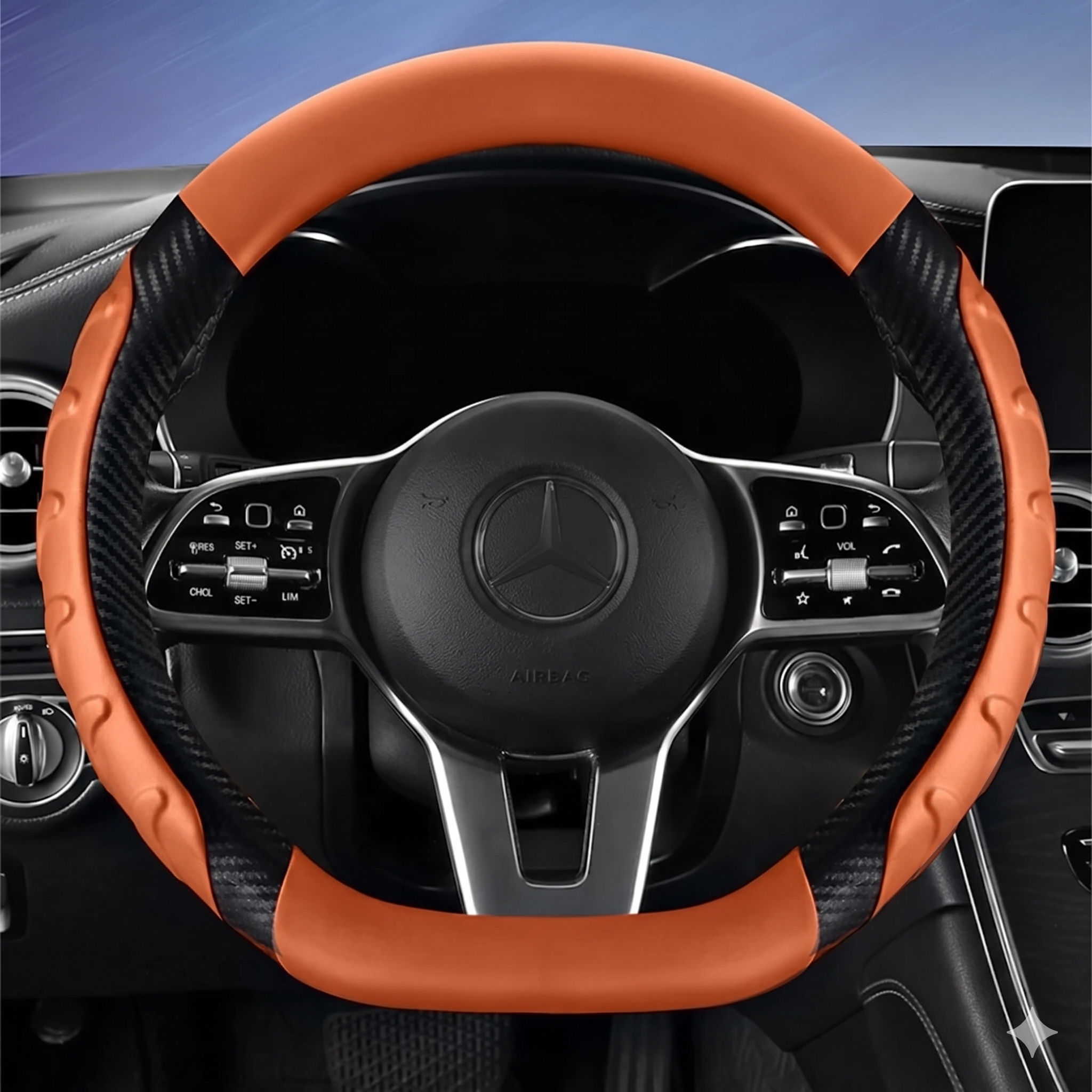 Carbon Fiber Leather Steering Wheel Cover – Universal O/D Shape Anti-Slip Grip - Delicate Leather  